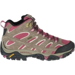 MERRELL Women's Moab 2 Mid Waterproof Hiking Boots, Boulder/ Blush -Columba Clothing Shop 2033039 201 alt6