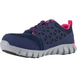 REEBOK WORK Women's Sublite Cushion Work Alloy Toe Athletic Oxford Sneakers, Navy/Pink -Columba Clothing Shop 2047777 402 alt3