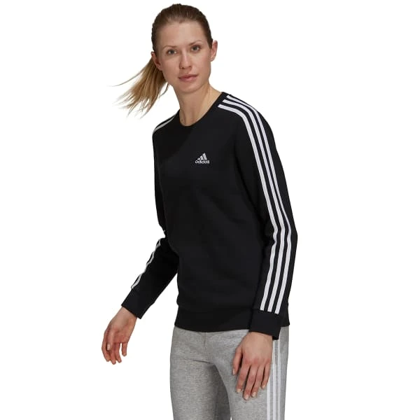ADIDAS Women's Essential 3-Stripes Fleece Sweatshirt 2 ADIDAS Women's Essential 3-Stripes Fleece Sweatshirt - Image 2