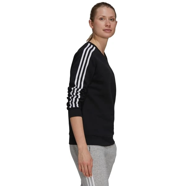 ADIDAS Women's Essential 3-Stripes Fleece Sweatshirt 4 ADIDAS Women's Essential 3-Stripes Fleece Sweatshirt - Image 4