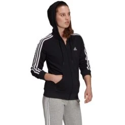 ADIDAS Women's Essentials 3-Stripe Full Zip Hoodie 9 ADIDAS Women's Essentials 3-Stripe Full Zip Hoodie -Columba Clothing Shop 2074489 001 alt3