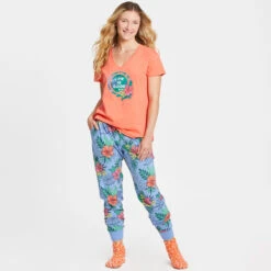 LIFE IS GOOD Women's Tropical Hibiscus Palm Coin Snuggle Up Relaxed Sleep Vee -Columba Clothing Shop 2079679 808 alt3