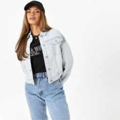 JACK WILLS Women's Amelia Cropped Denim Jacket 8 JACK WILLS Women's Amelia Cropped Denim Jacket -Columba Clothing Shop 2081051 302 alt2