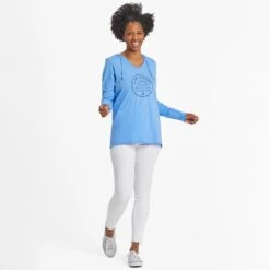 LIFE IS GOOD Women's Positive Sun Long-Sleeve Crusher Lite Hooded Tee -Columba Clothing Shop 2082667 405 alt4