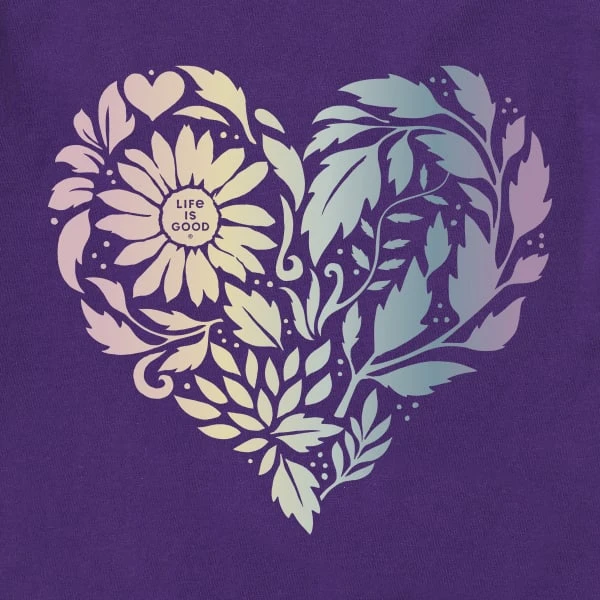 LIFE IS GOOD Women's Floral Rainbow Heart Long-Sleeve Crusher-LITE Hooded Tee 3 LIFE IS GOOD Women's Floral Rainbow Heart Long-Sleeve Crusher-LITE Hooded Tee - Image 3