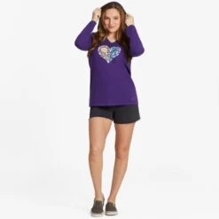 LIFE IS GOOD Women's Floral Rainbow Heart Long-Sleeve Crusher-LITE Hooded Tee 7 LIFE IS GOOD Women's Floral Rainbow Heart Long-Sleeve Crusher-LITE Hooded Tee -Columba Clothing Shop 2087661 502 alt3